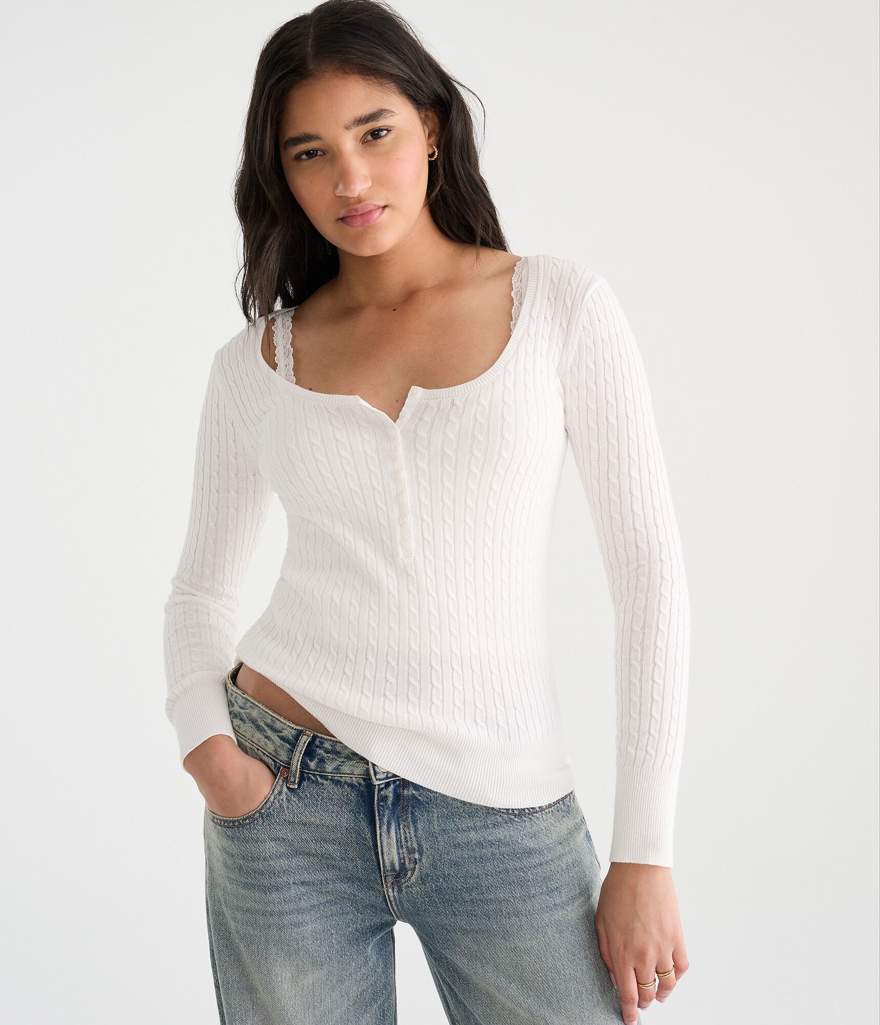 D&eacute;j&agrave; For Aero Long Sleeve Cable Henley