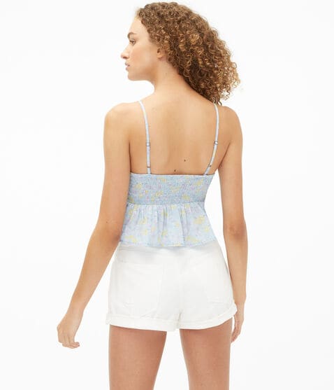 Floral Smocked Babydoll Crop Top