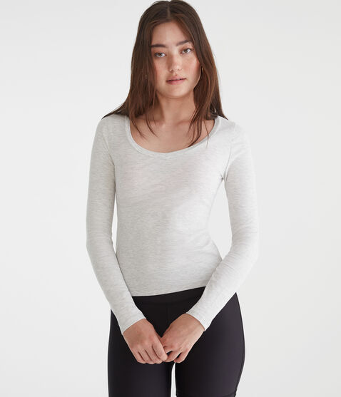 Long Sleeve Seriously Soft Ribbed V-Neck Baby Tee Long Sleeve Seriously Soft Ribbed V-Neck Baby Tee