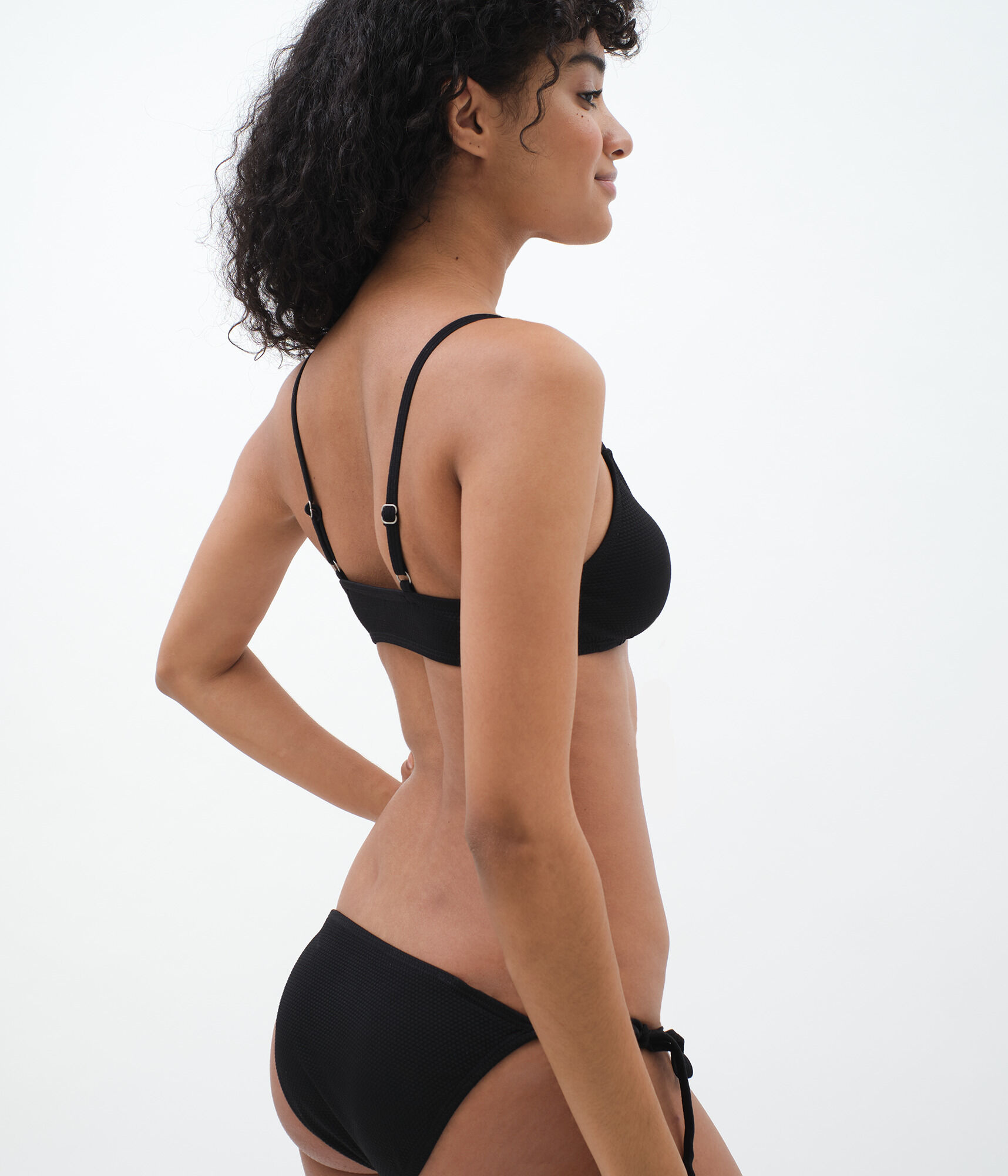 Solid Tie-Front Triangle Bikini Top