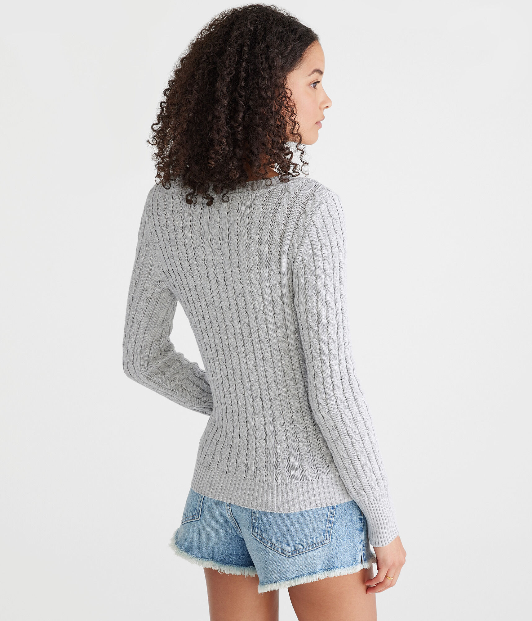 American Flag Cable V-Neck Sweater