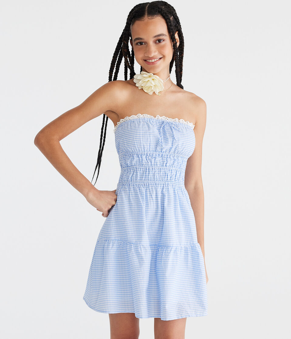 Gingham Strapless Fit & Flare Dress Gingham Strapless Fit & Flare Dress