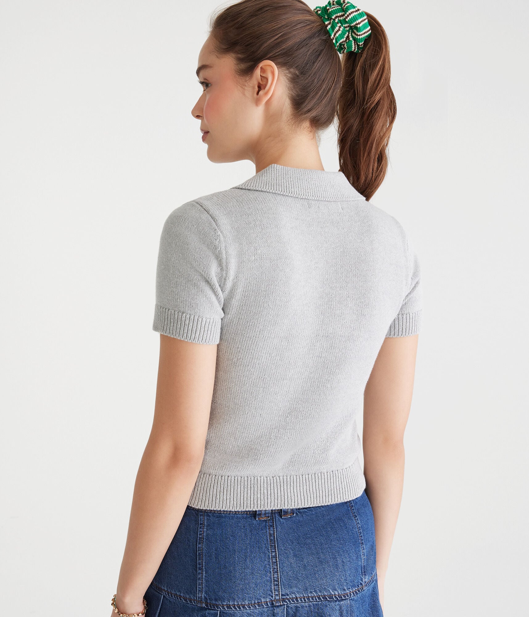 Teddy Bear Cropped Graphic Sweater Polo