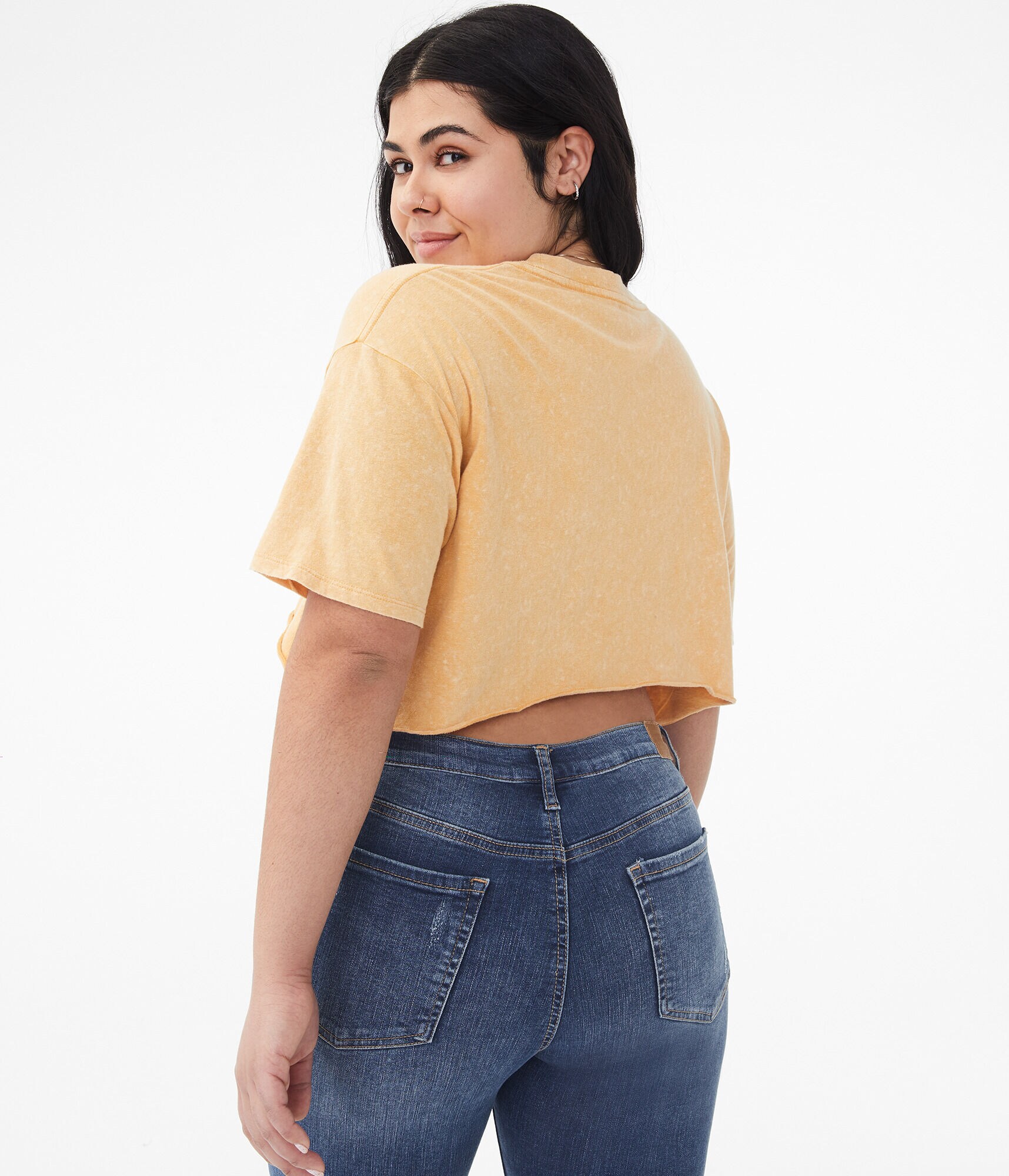 Acid Wash Sharkbite Cropped Crew Tee