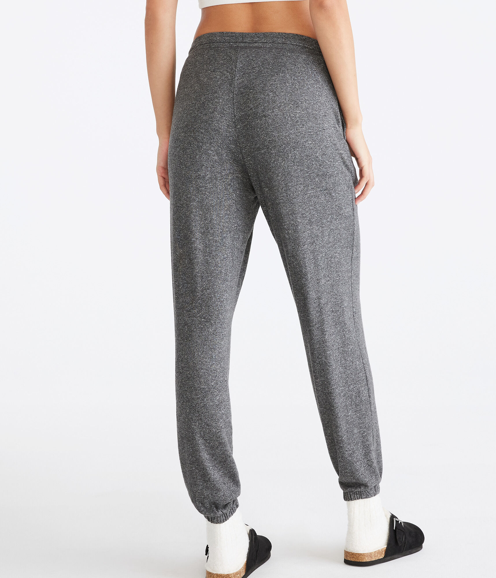 Slouchy High-Rise Fuzzy Fleece Cinched Sleep Pants