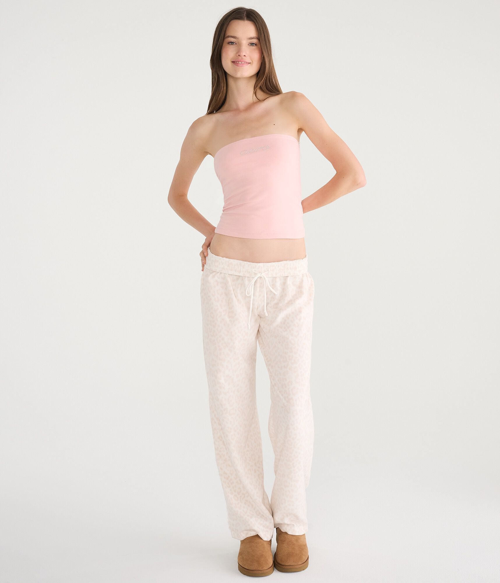 Leopard Print Polyfleece Sleep Pants