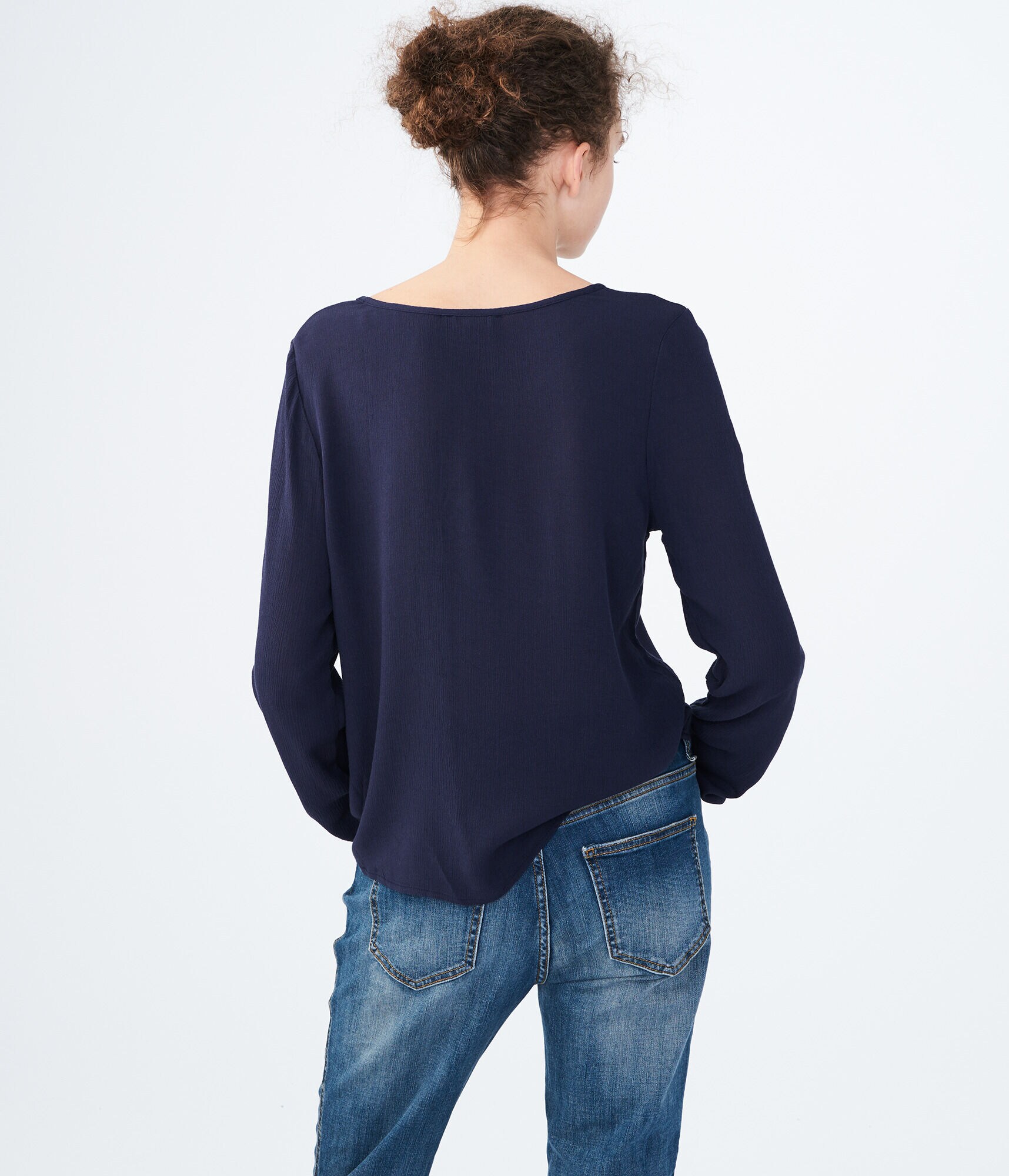 Long Sleeve Embroidered Peasant Top