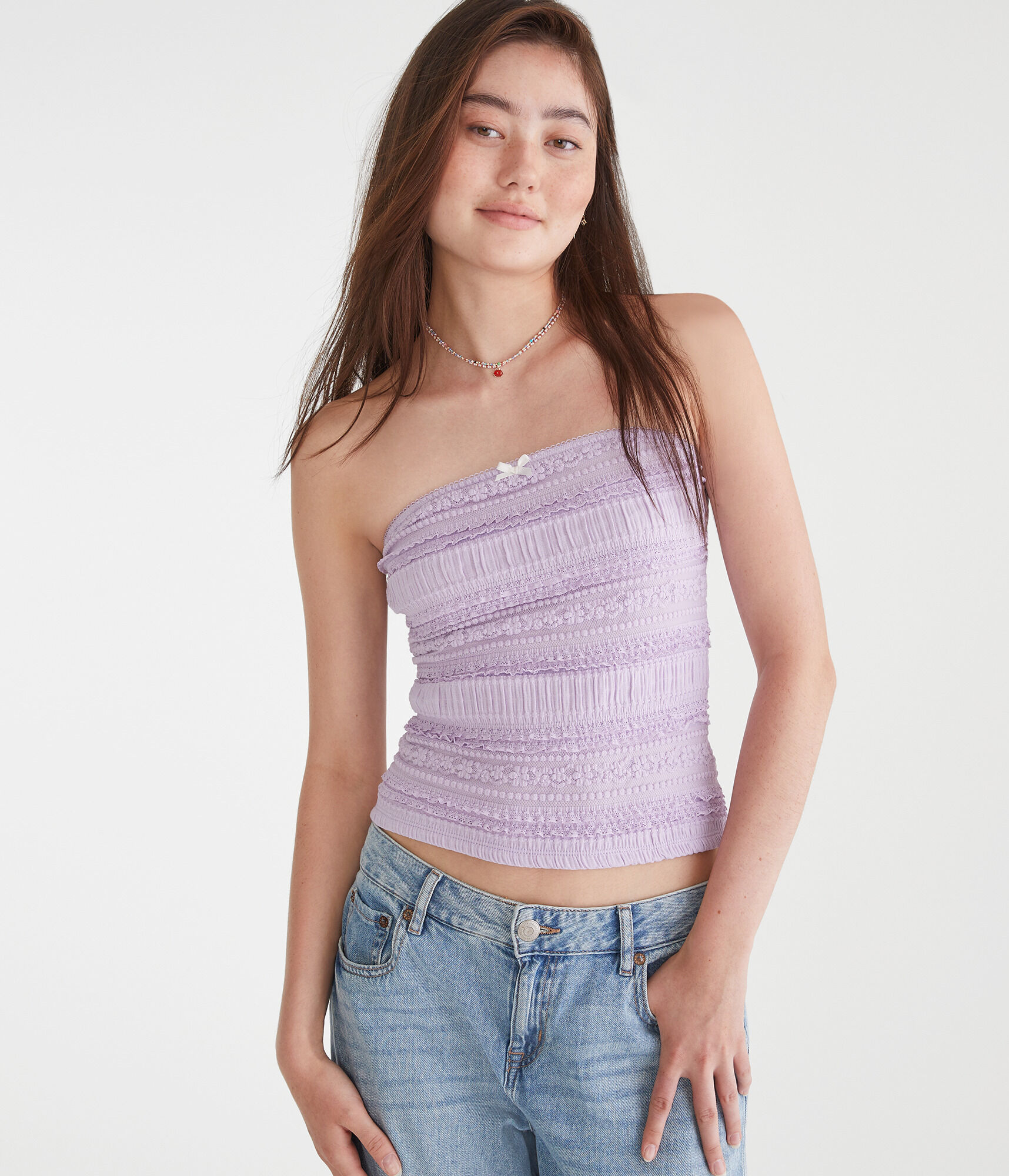 Textured Lace Tube Top