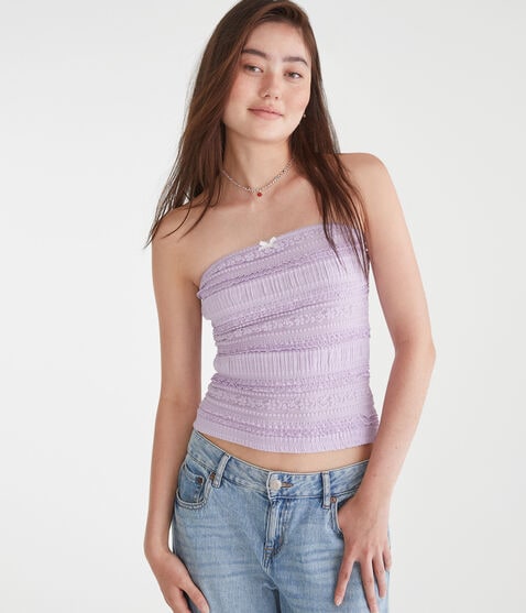 Textured Lace Tube Top