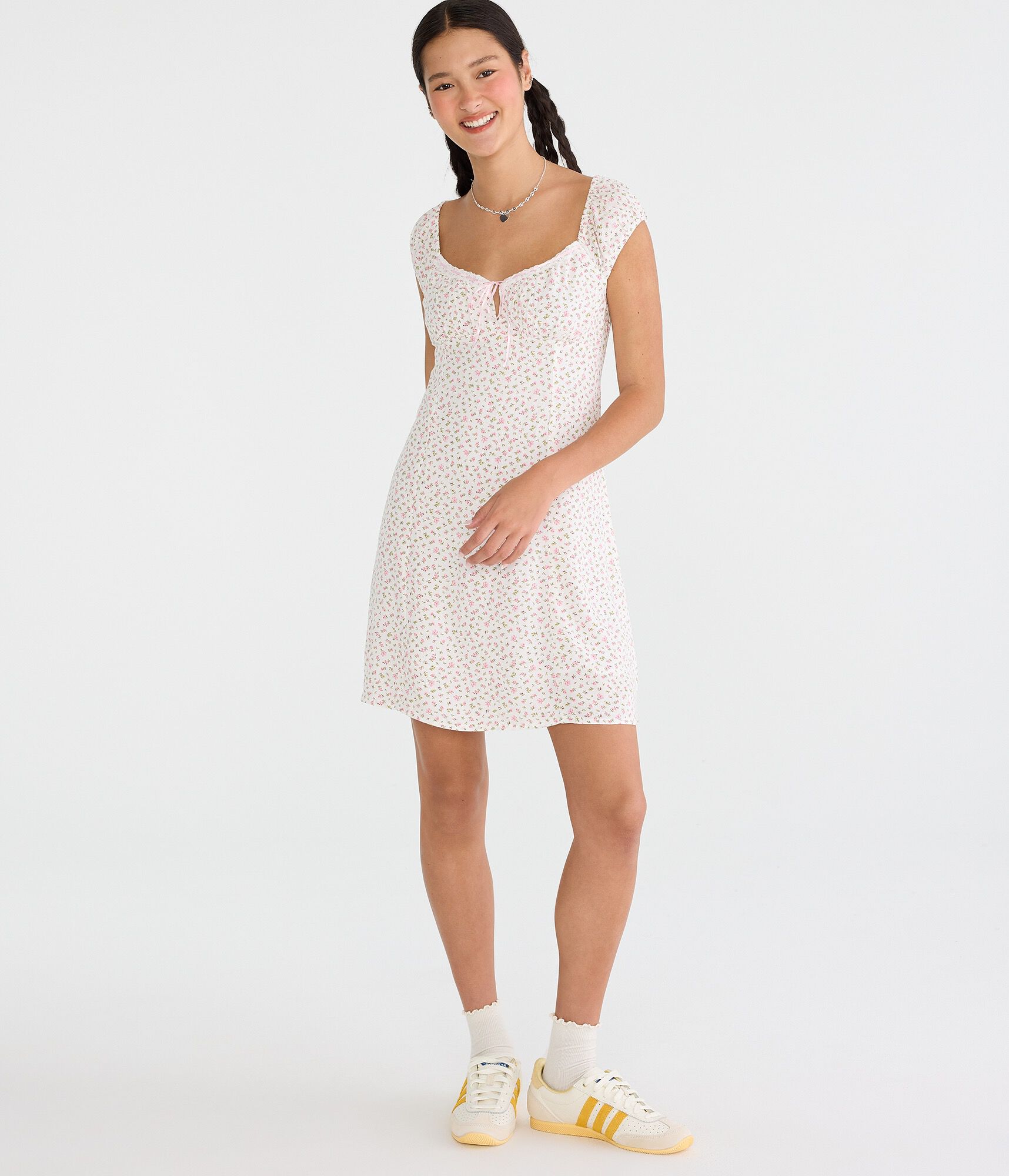 Floral Scoop-Neck A-Line Mini Dress