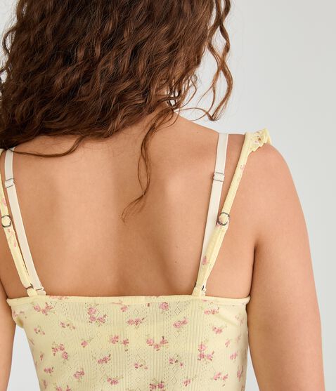 Floral Ruffle Pointelle Sleep Cami Floral Ruffle Pointelle Sleep Cami