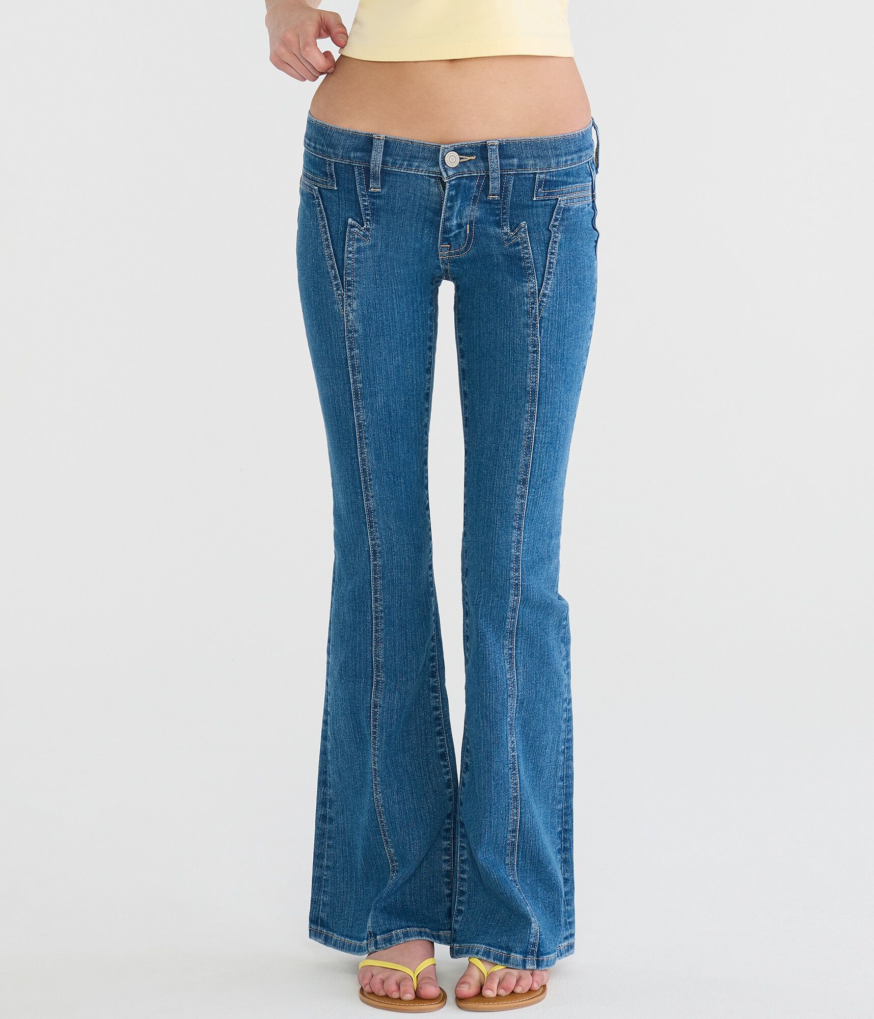 Super Low-Rise Flare Lightning Bolt Jean