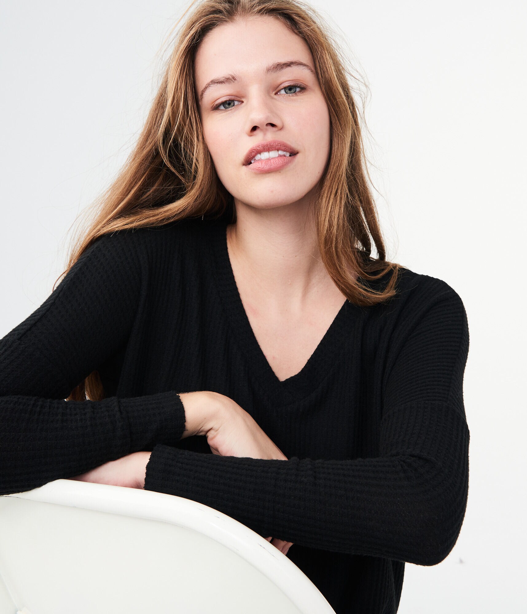 Long Sleeve Seriously Soft Waffle-Knit Top