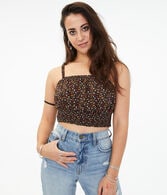 Floral Smocked Cropped Tank