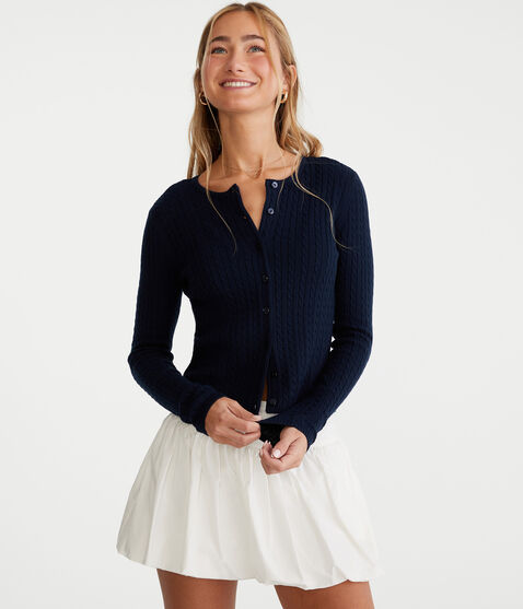 Cable Knit Crew Cardigan Cable Knit Crew Cardigan