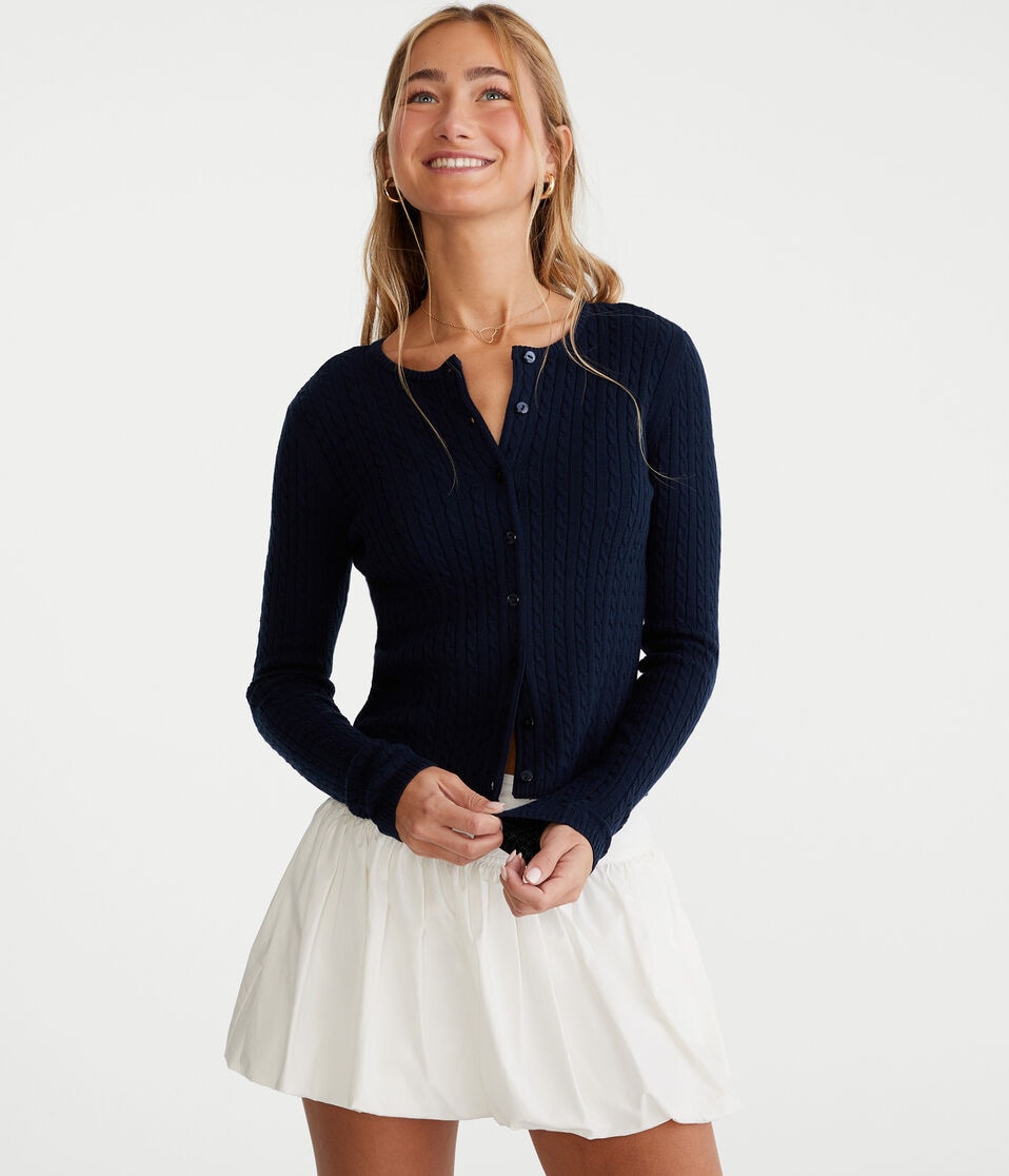 Cable Knit Crew Cardigan