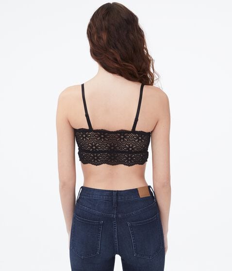 Floral Lace Long-Line Bandeau Bra