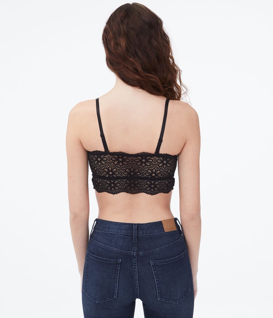 Floral Lace Long-Line Bandeau Bra