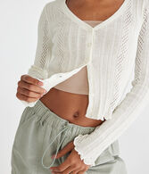 Long Sleeve Textured Cropped Cardigan