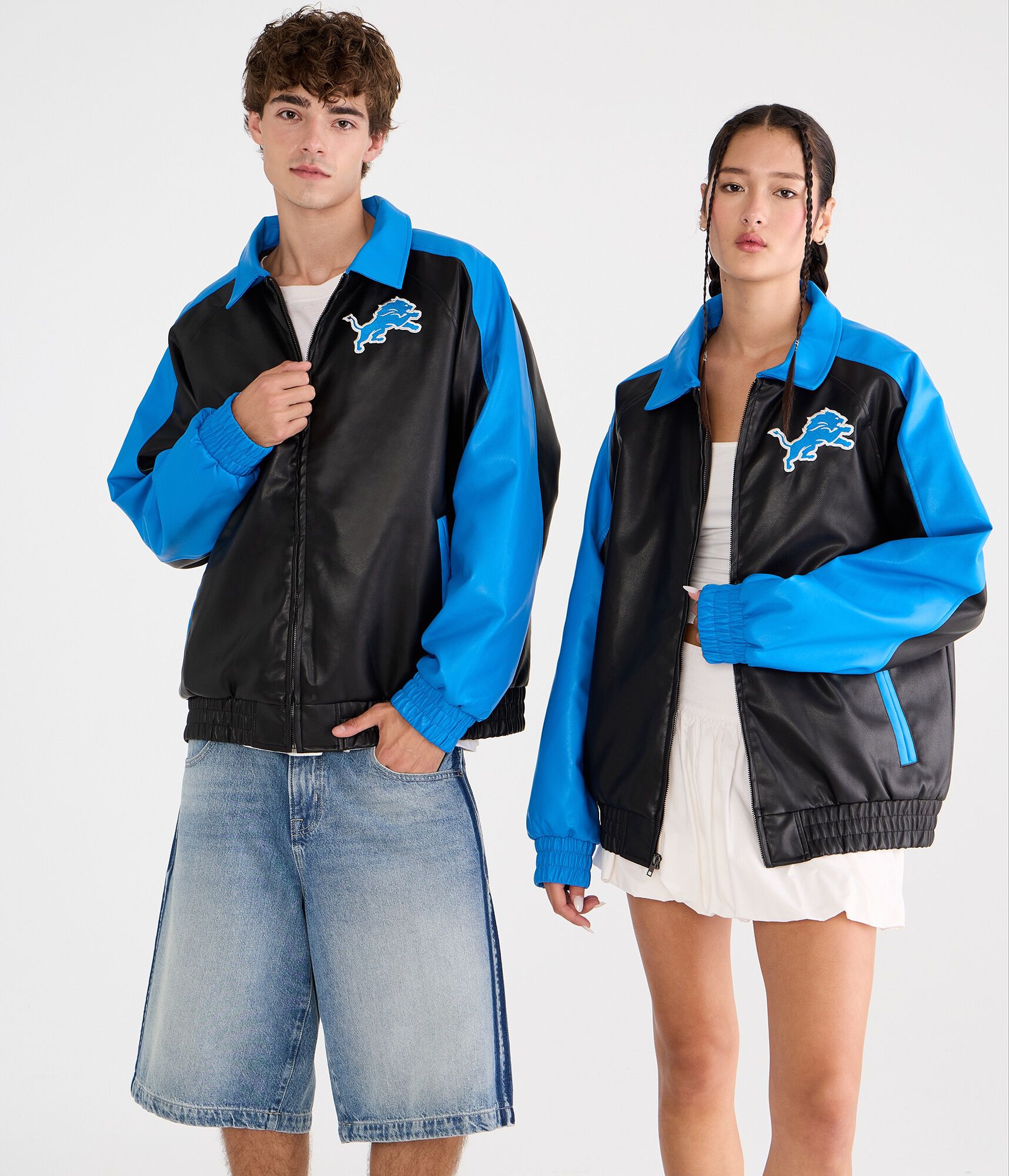 Detroit Lions Faux Leather Full-Zip Jacket