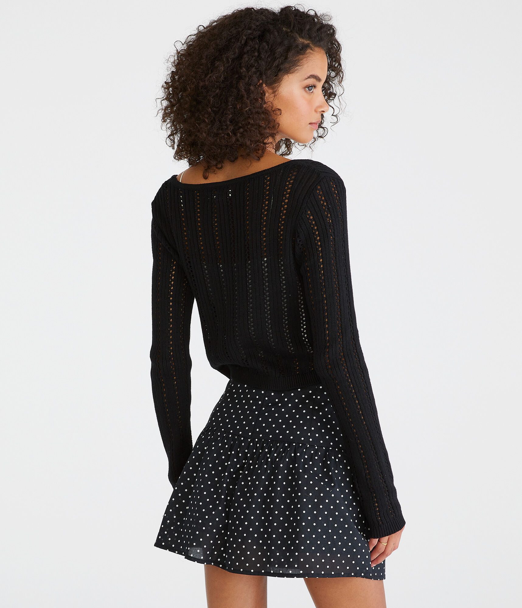 Long Sleeve Cropped Crocheted Cardigan