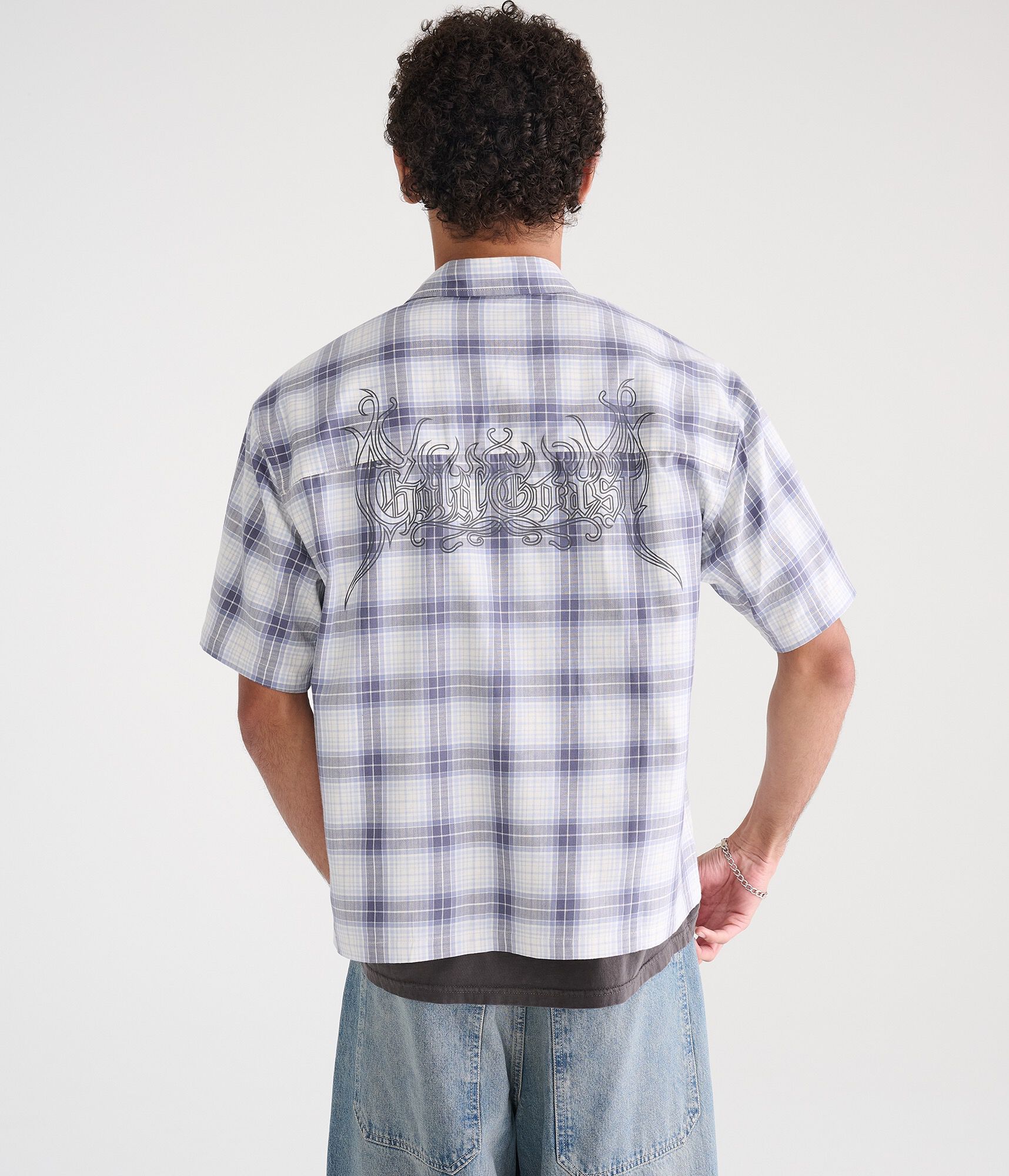Gold Coast Microplaid Boxy Shirt