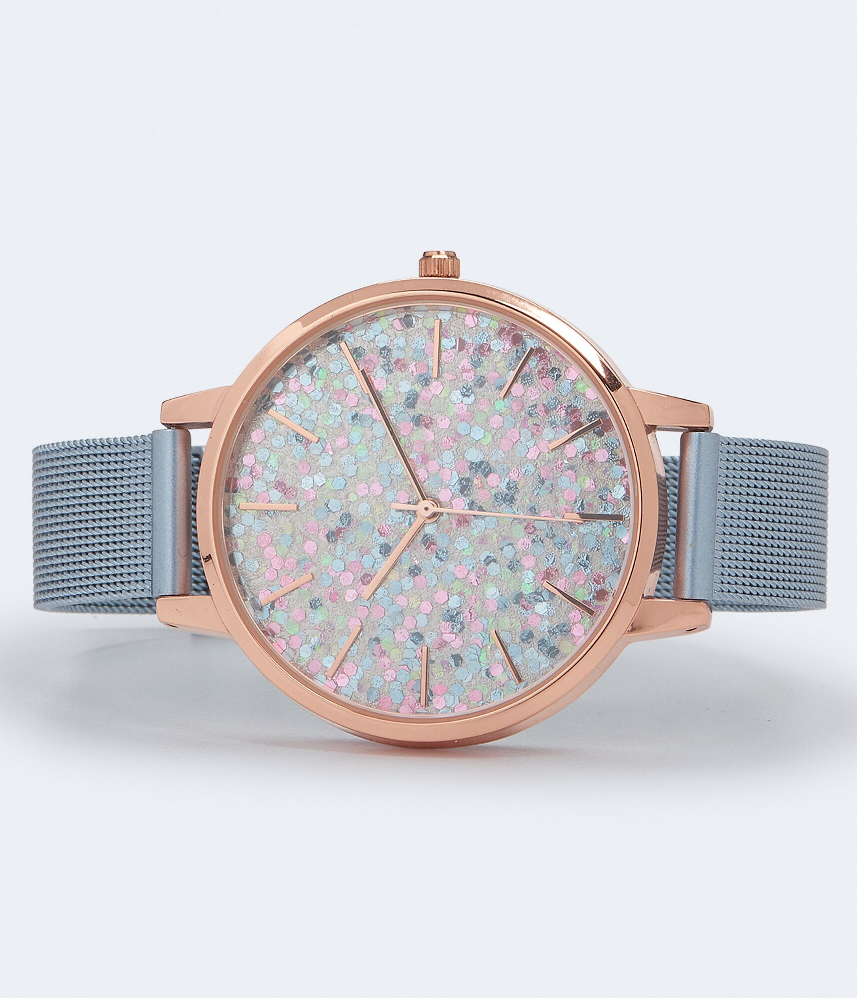 Mesh Round Confetti Analog Watch