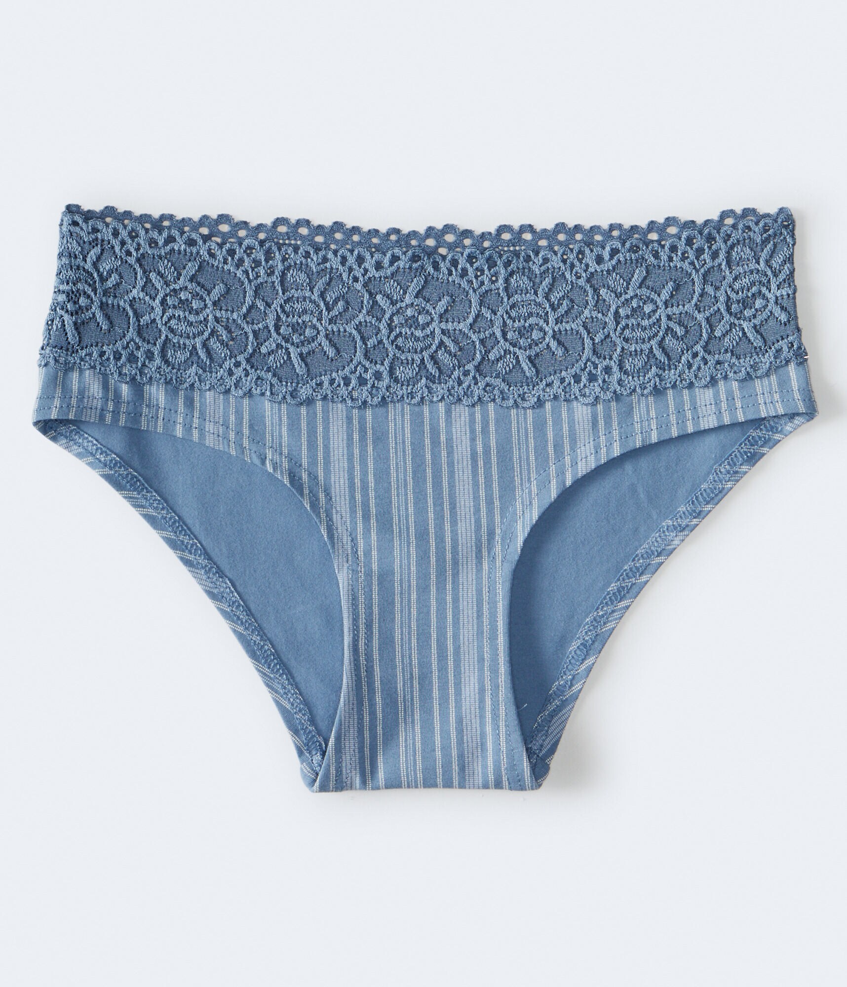 Vertical Stripe Lace-Trim Hipster