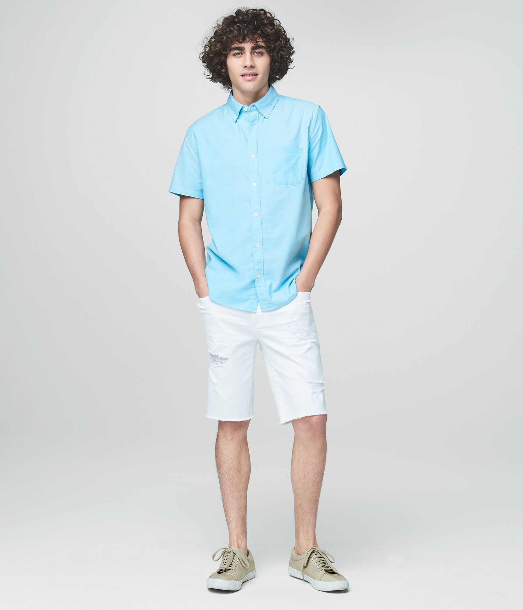 Prince &amp; Fox Solid Oxford Stretch Button Down