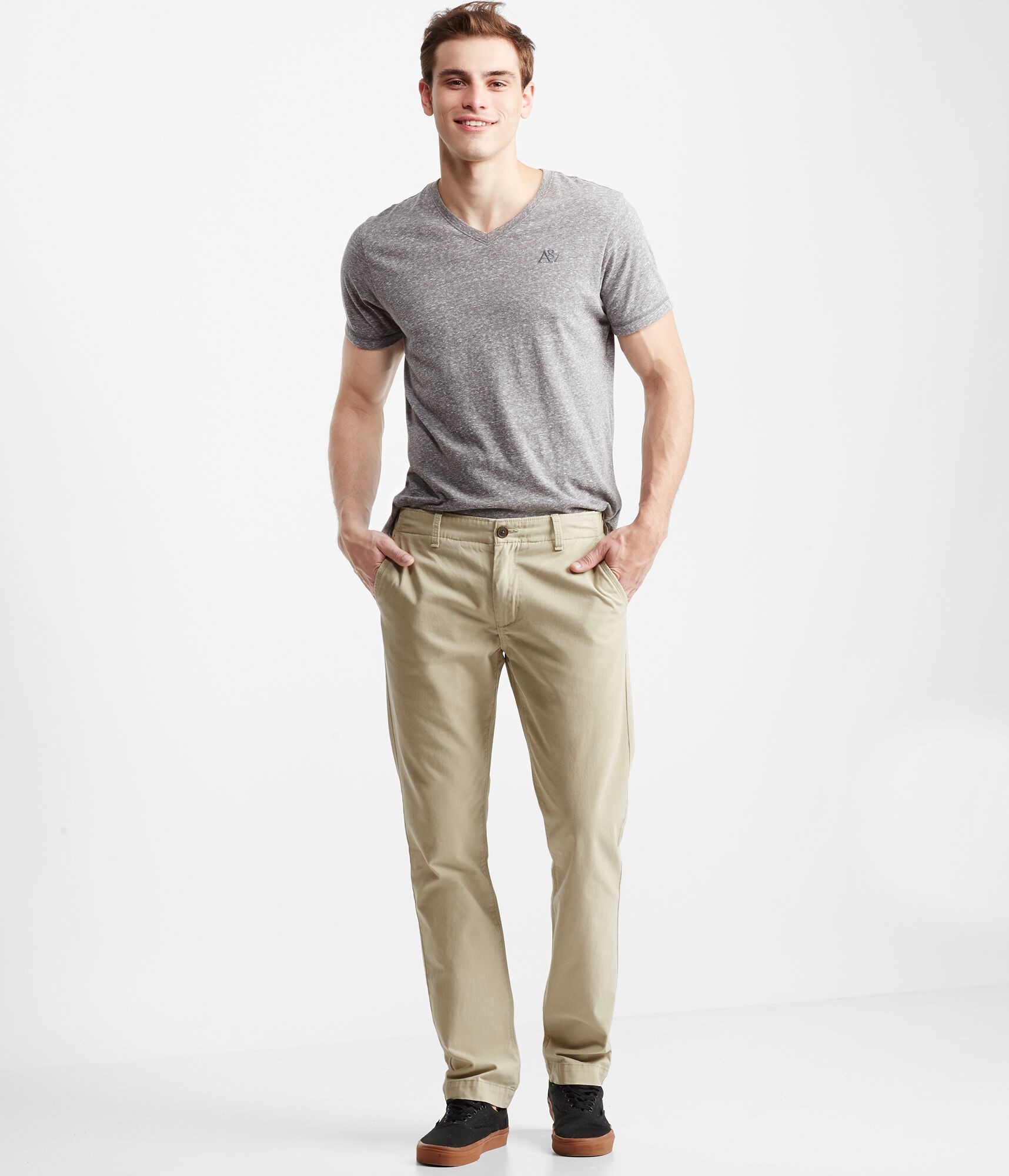 Slim Straight Flat-Front Chinos