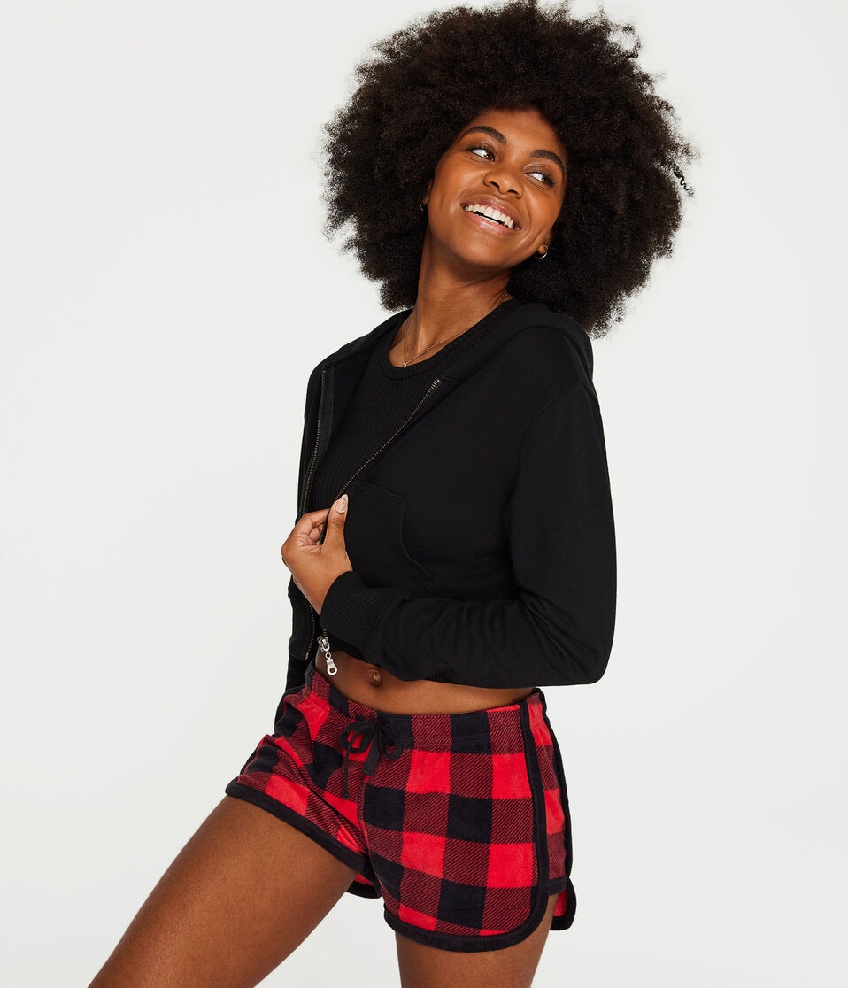 Buffalo Plaid Polyfleece Sleep Shorts