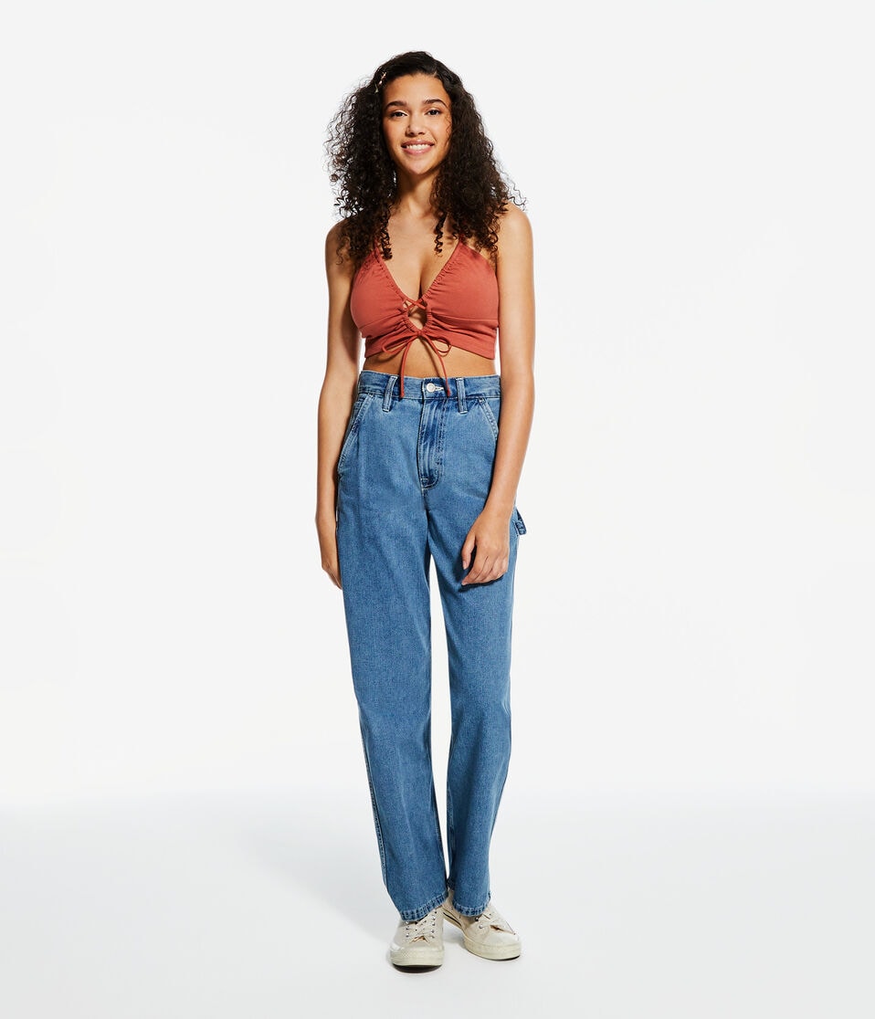 Seriously Soft Tie-Front Cutout Crop Top