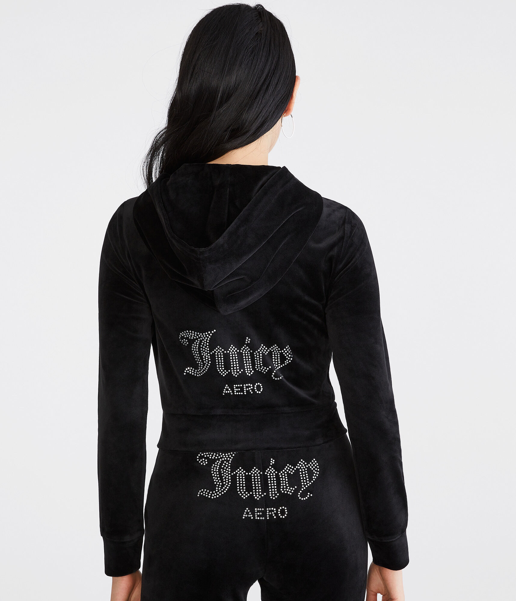 Juicy Couture X AERO Bling Velour Full-Zip Hoodie