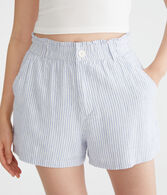 Striped High-Rise Linen Shorts