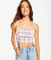 Plaid Cinched Cropped Cami