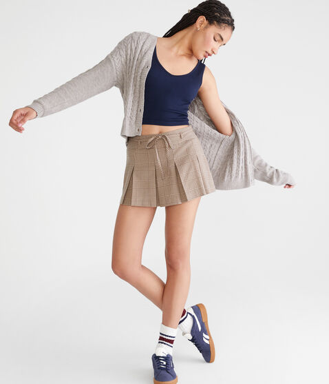 Low-Rise Houndstooth Tie-Waist Mini Skort Low-Rise Houndstooth Tie-Waist Mini Skort