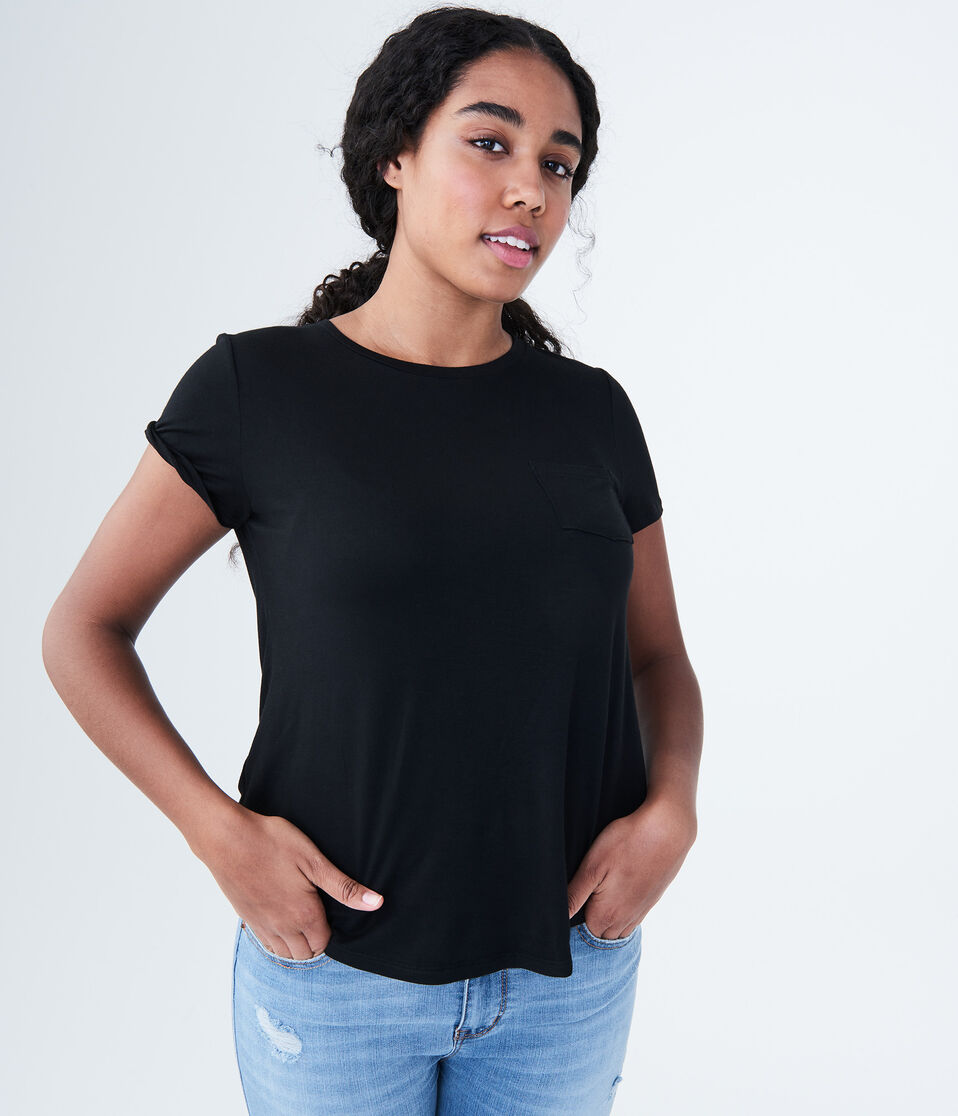 Seriously Soft Solid Pocket Crew Tee