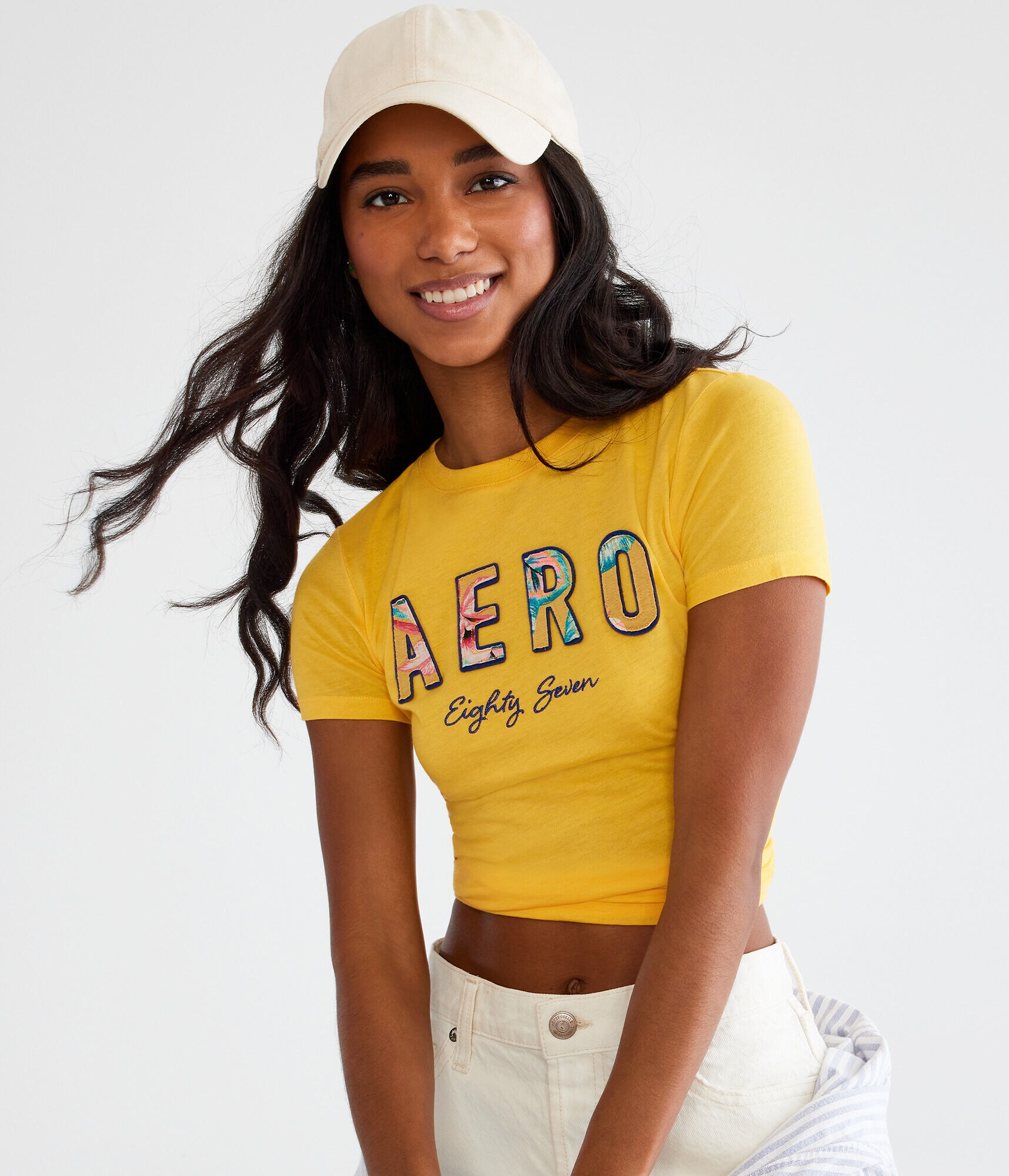 Aero Floral Fill Appliqu&eacute; Graphic Tee