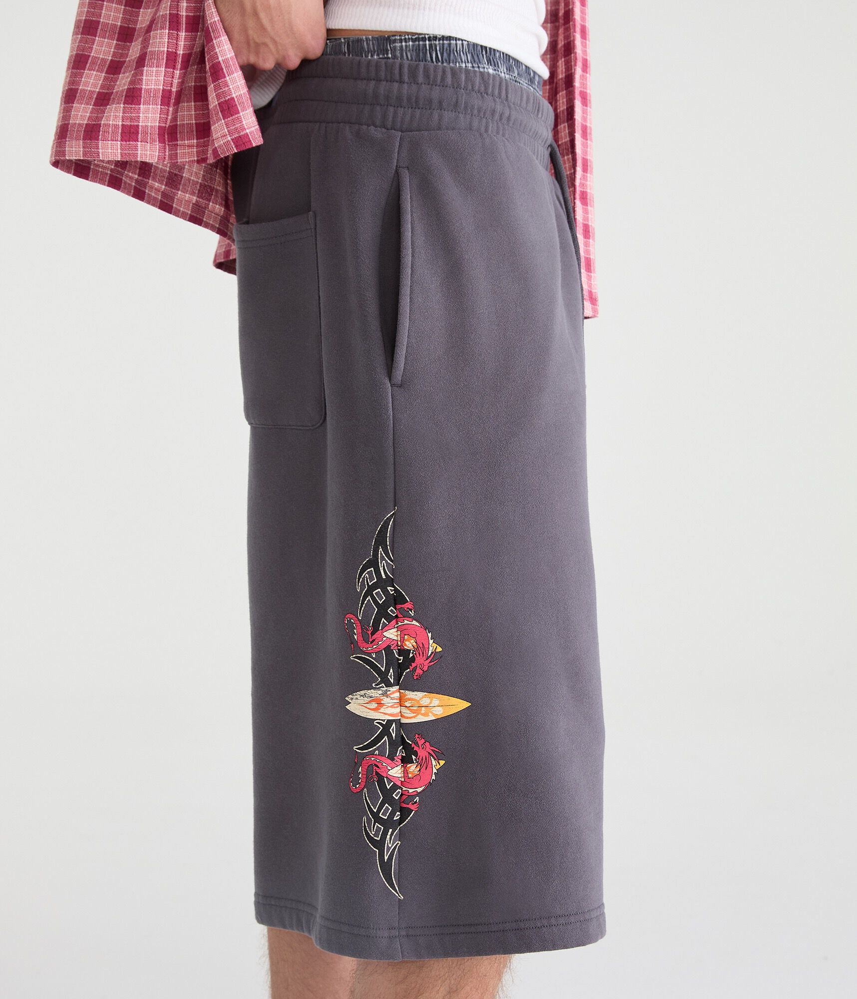 Quiksilver Dragon Tattoo Super Baggy Fleece Shorts