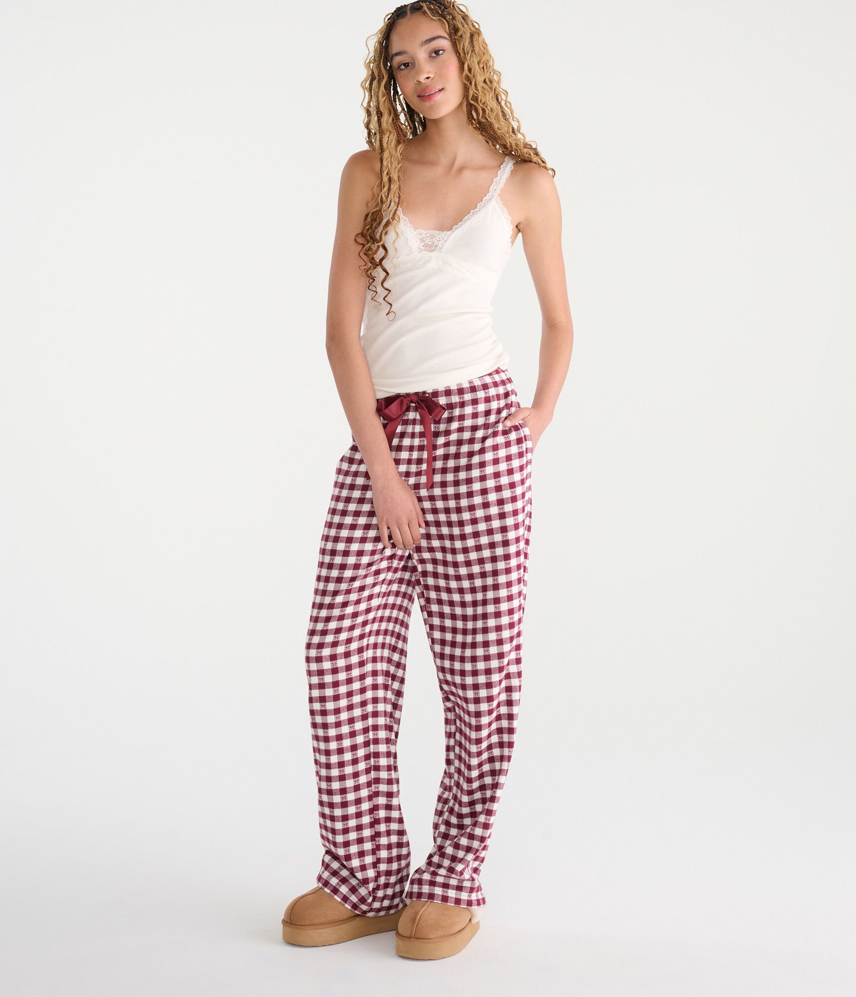 Bow Check Flannel Sleep Pants
