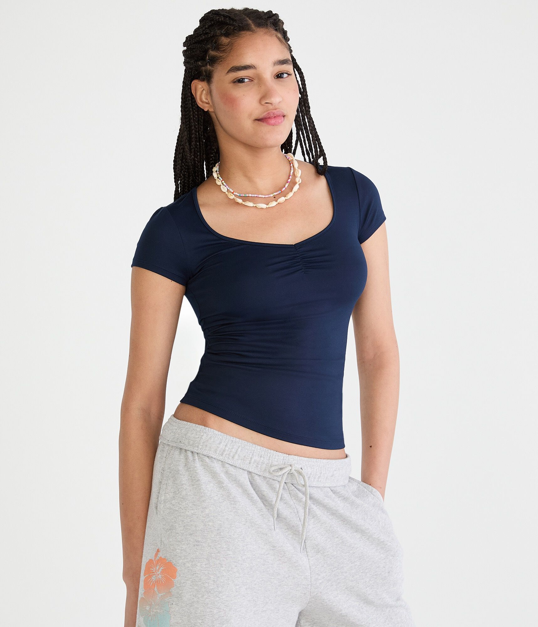 Buttery Soft Cinched Scoop-Neck Tee