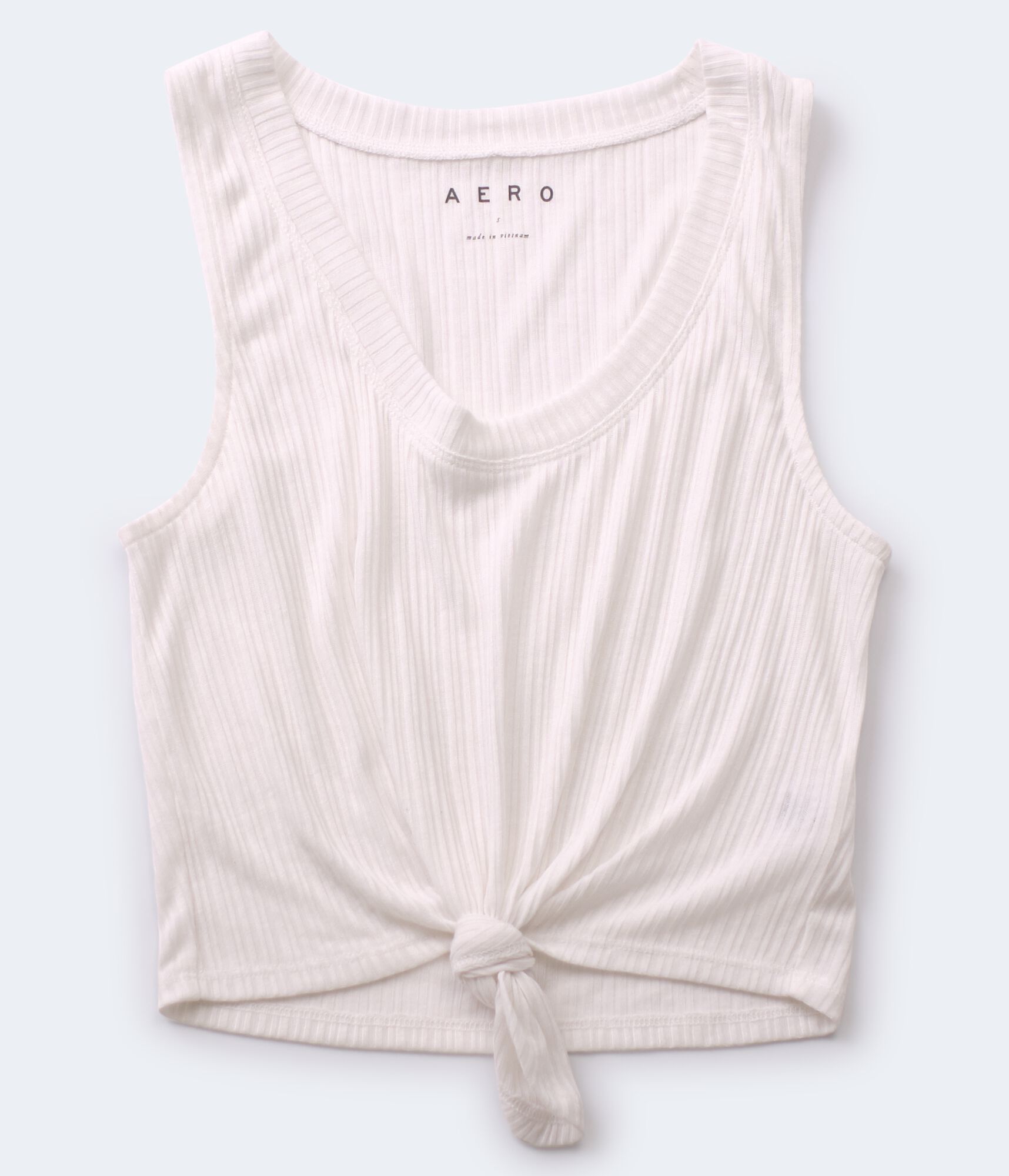 Ribbed Tie-Front Cropped Tank