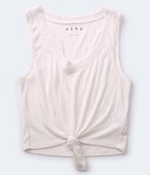 Ribbed Tie-Front Cropped Tank