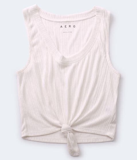 Ribbed Tie-Front Cropped Tank