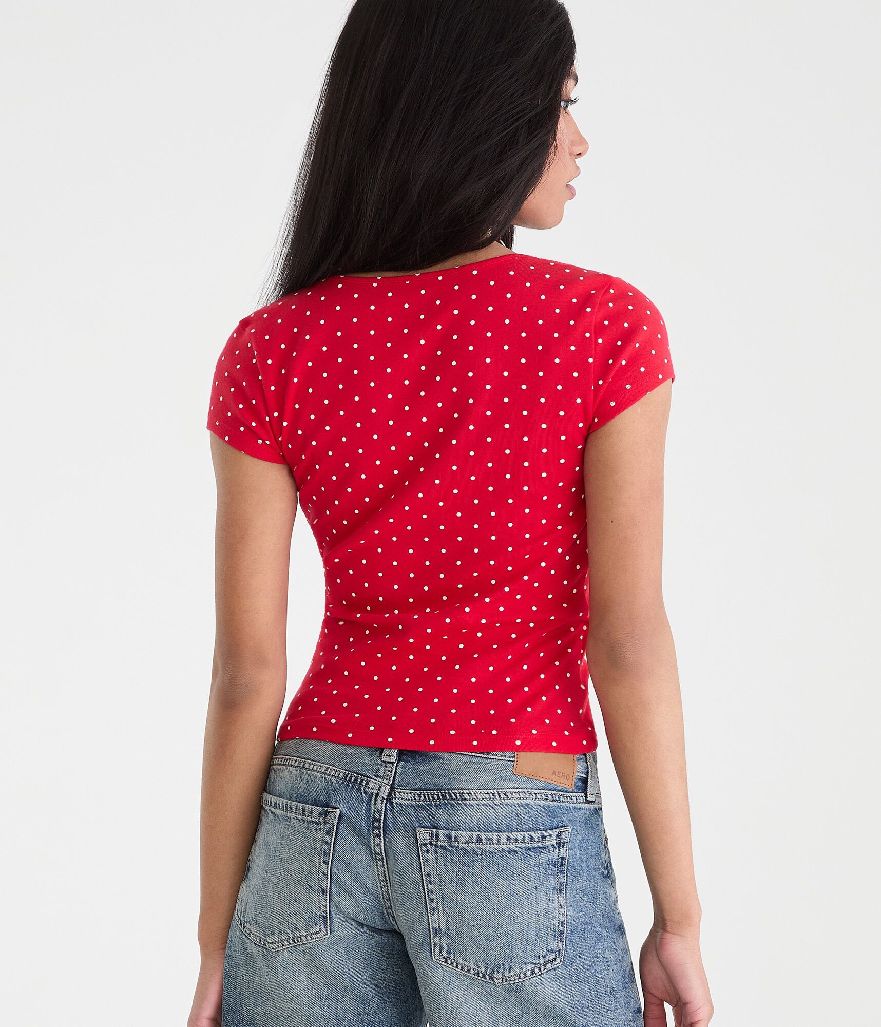 Seriously Soft Polka Dot Wrap-Front V-Neck Tee