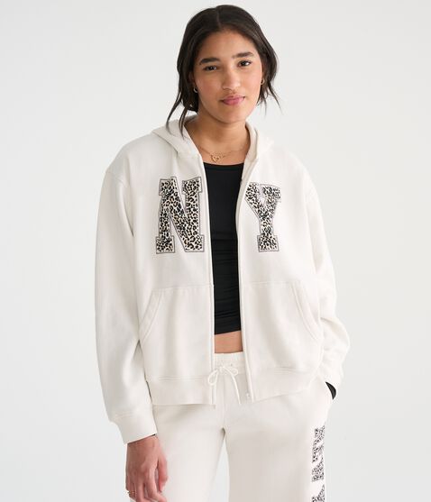 Déjà For Aero Leopard NY Oversized Full-Zip Hoodie