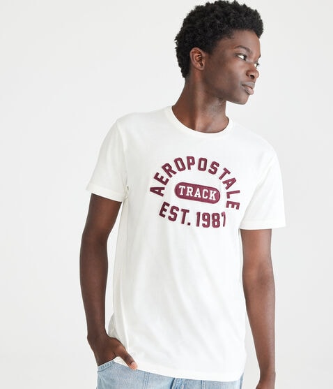 Aeropostale Track Appliqué Graphic Tee Aeropostale Track Appliqué Graphic Tee