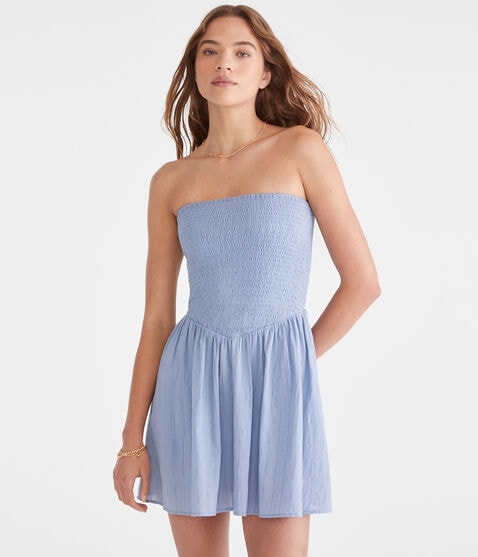 Solid Strapless V-Waist Mini Dress Solid Strapless V-Waist Mini Dress