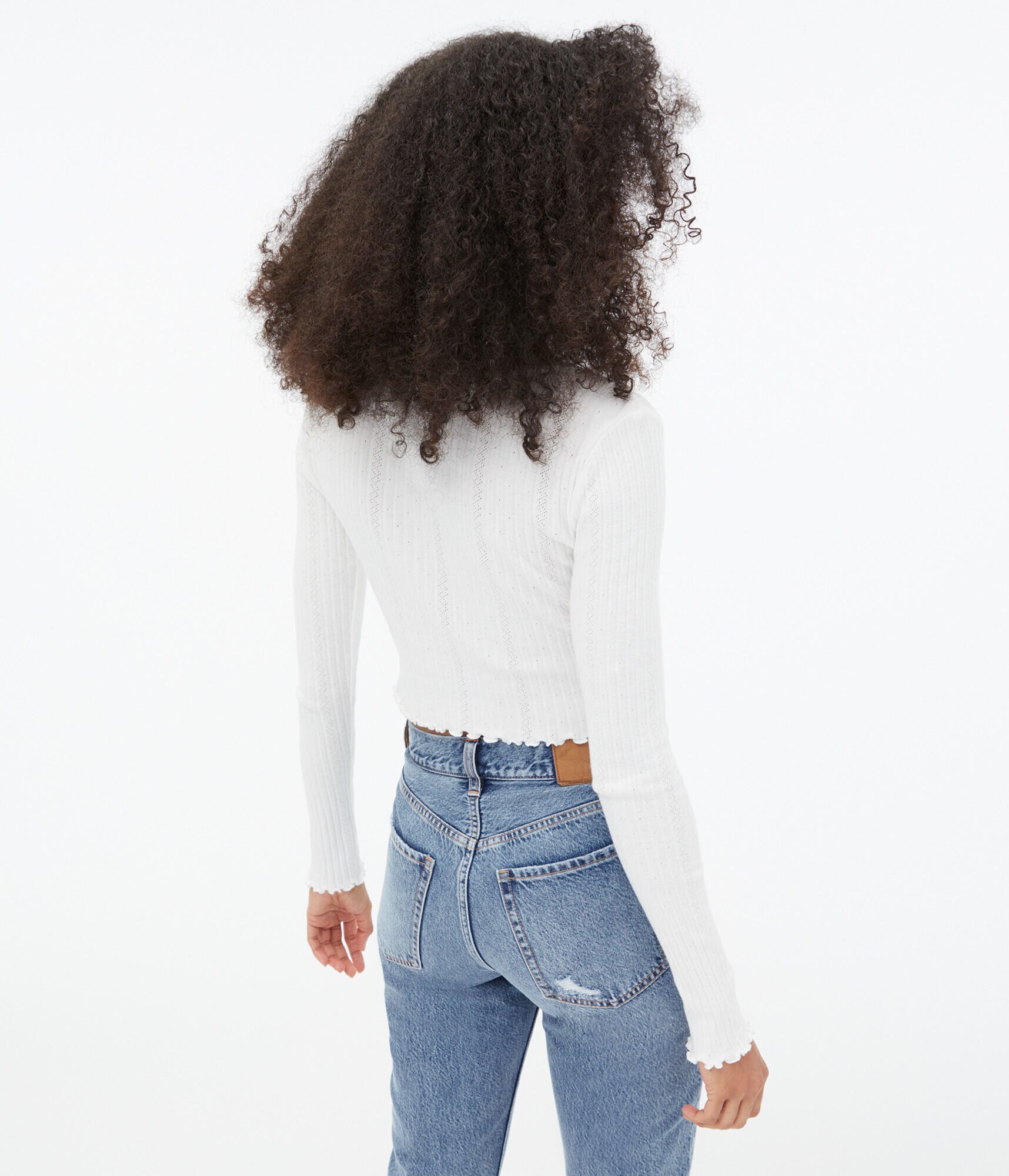 Long Sleeve Pointelle Shrunken Tee