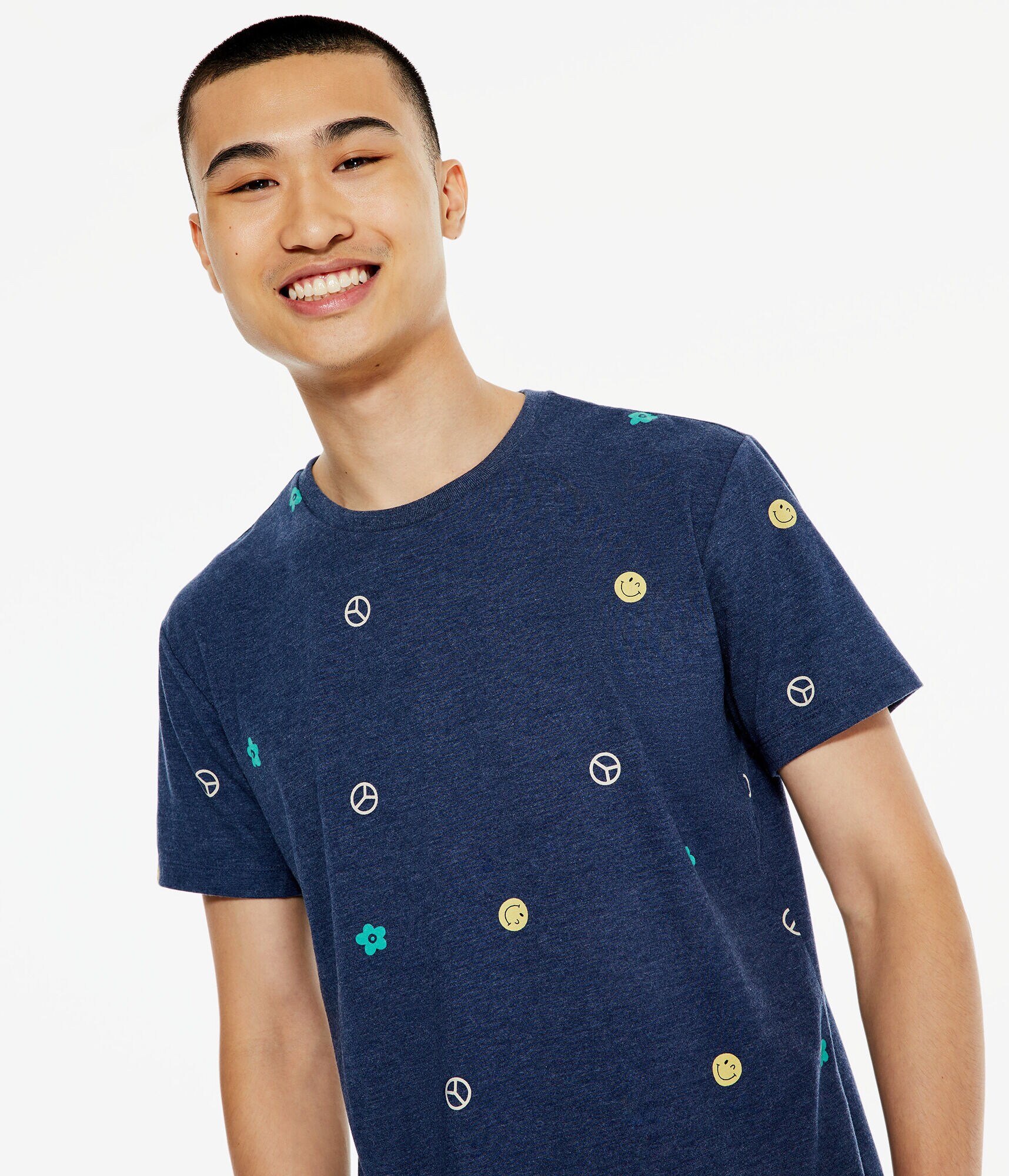 Peace Floral Smiley Graphic Tee